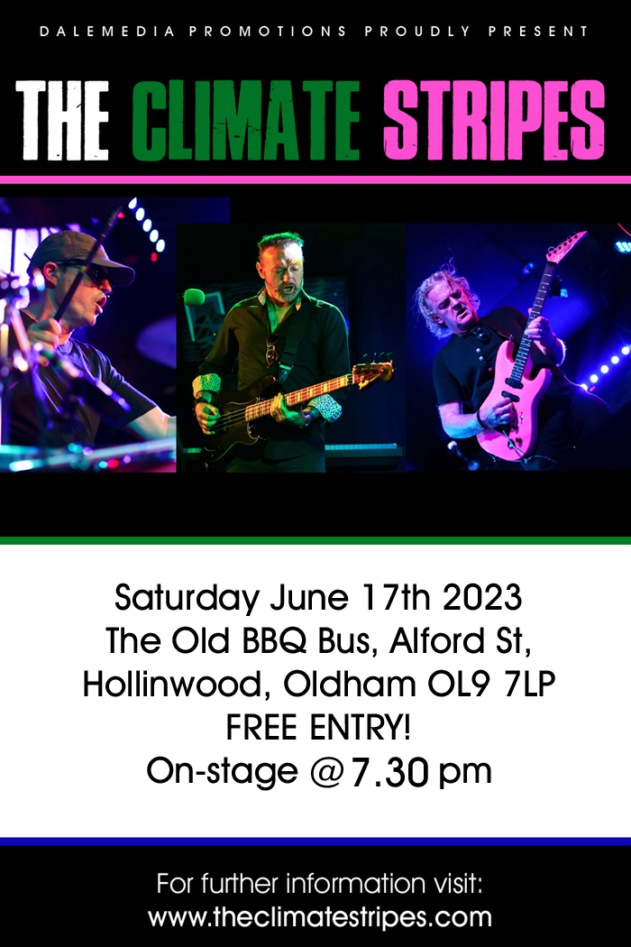 The Climate Stripes at The Old BBQ Bus, Alford St, 
Hollinwood, Oldham!