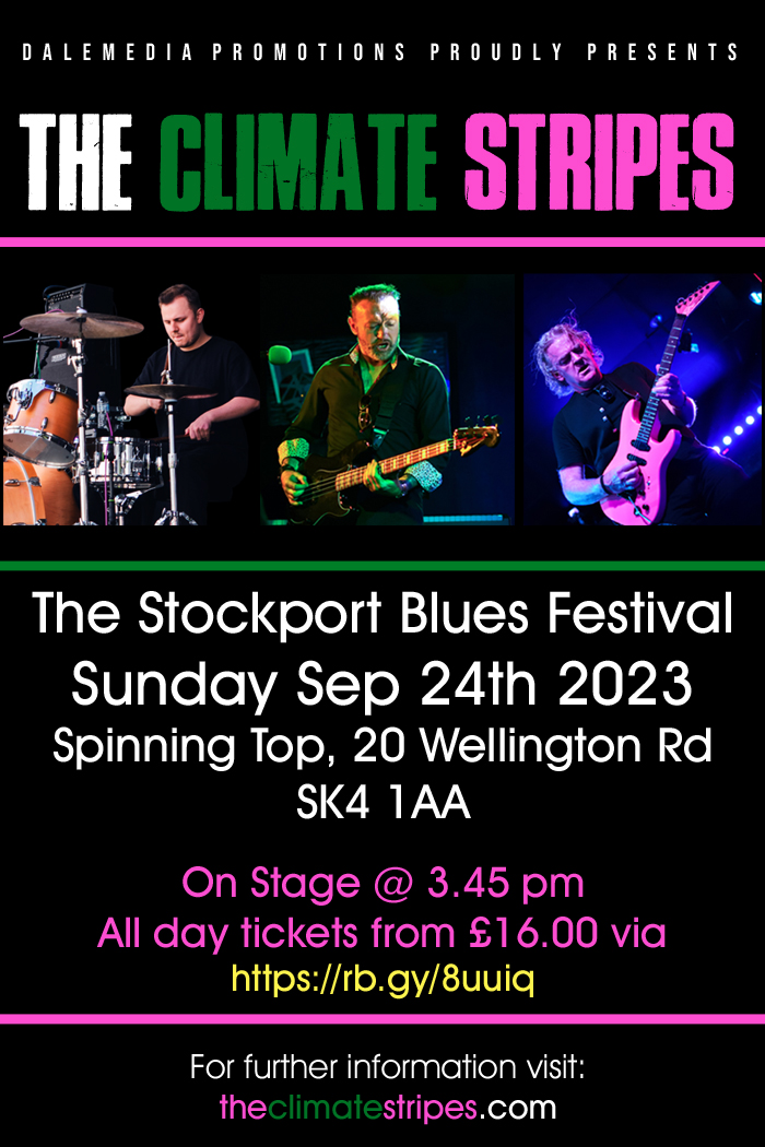 See the mighty Climate Stripes at the Stockport Blues Festival!