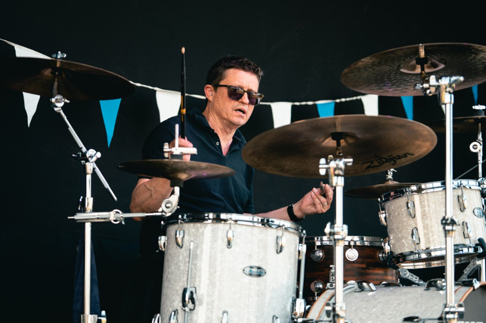 Tony Fitzgerald on drums with The Climate Stripes (Various festivals, Summer 2022)